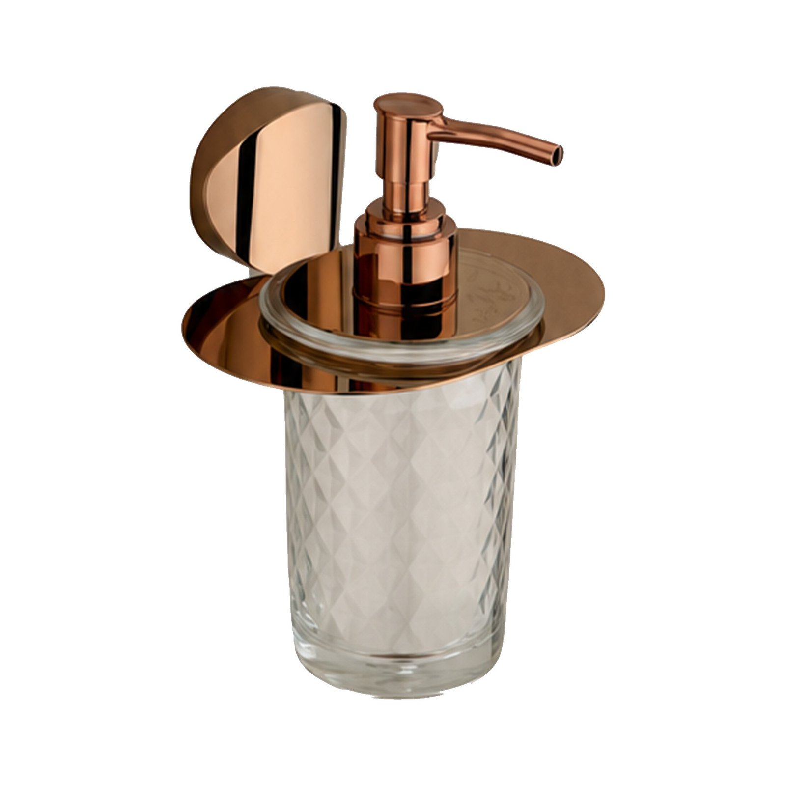 Glass Liquid Soap Dispenser in Rose Gold finish